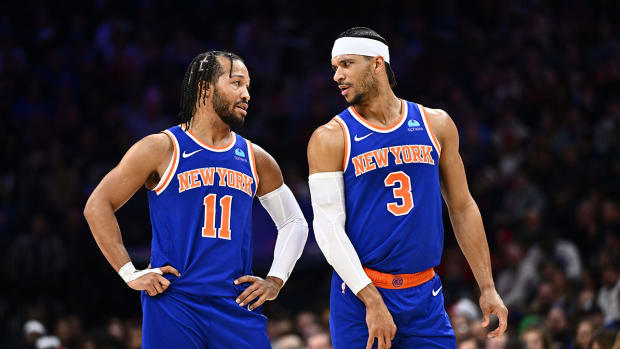 New York Knicks guard Jalen Brunson (11) and Josh Hart (3).